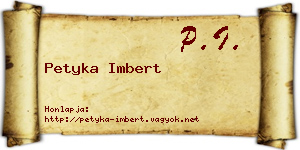 Petyka Imbert névjegykártya